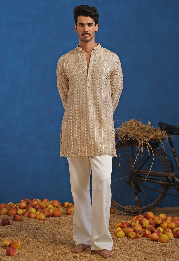 Gold Thread Georgette Short Kurta Set Kalpraag - Fabilicious Fashion