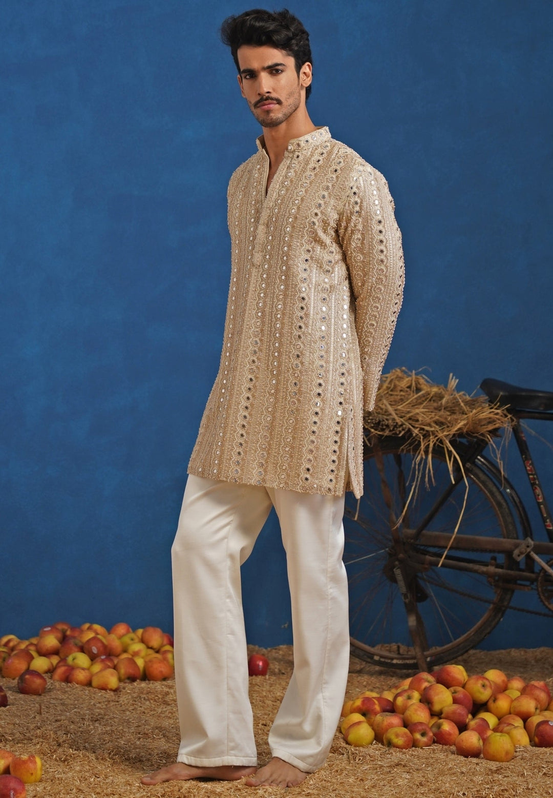 Gold Thread Georgette Short Kurta Set Kalpraag - Fabilicious Fashion