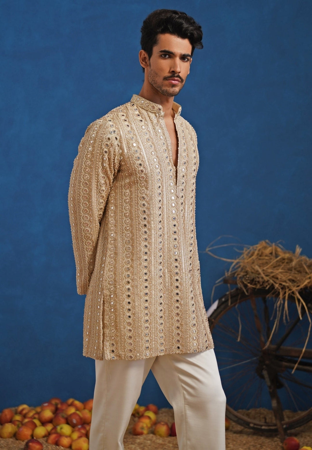 Gold Thread Georgette Short Kurta Set Kalpraag - Fabilicious Fashion