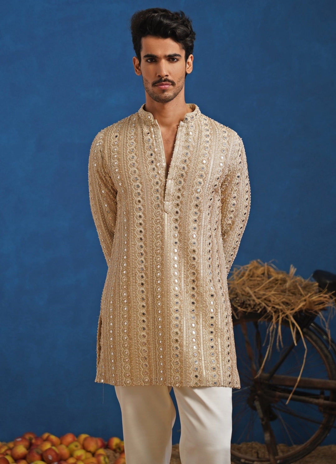 Gold Thread Georgette Short Kurta Set Kalpraag - Fabilicious Fashion