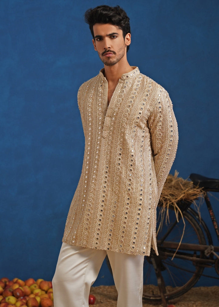 Gold Thread Georgette Short Kurta Set Kalpraag - Fabilicious Fashion