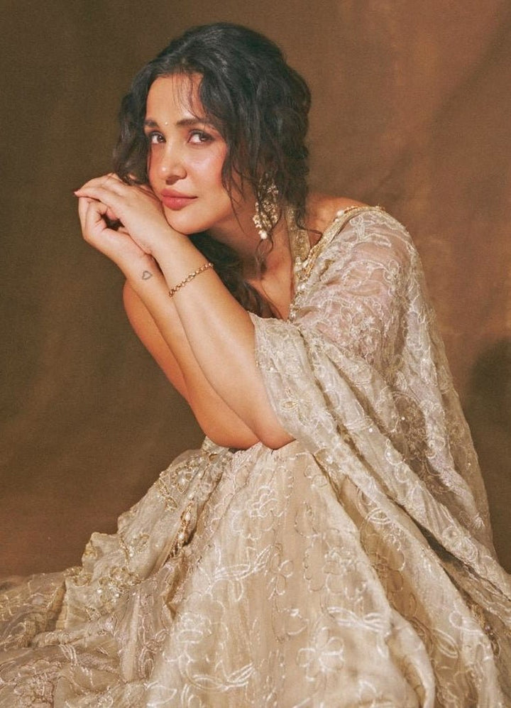 Chamee And Palak Gold Tissue Organza Pre-Draped SareeFabilicious Fashion