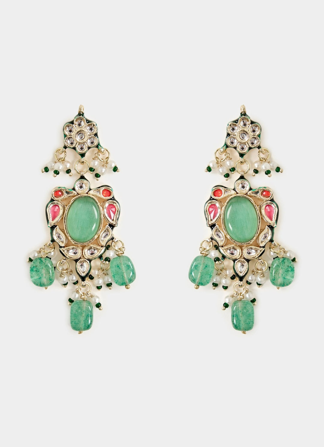 Gold Tone And Green Beads Choker Necklace Set Vivinia By Vidhi Mehra - Fabilicious Fashion