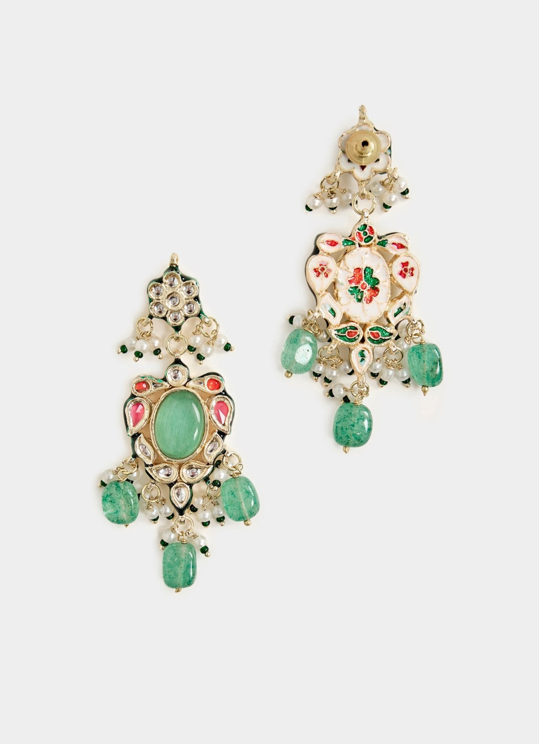 Gold Tone And Green Beads Choker Necklace Set Vivinia By Vidhi Mehra - Fabilicious Fashion