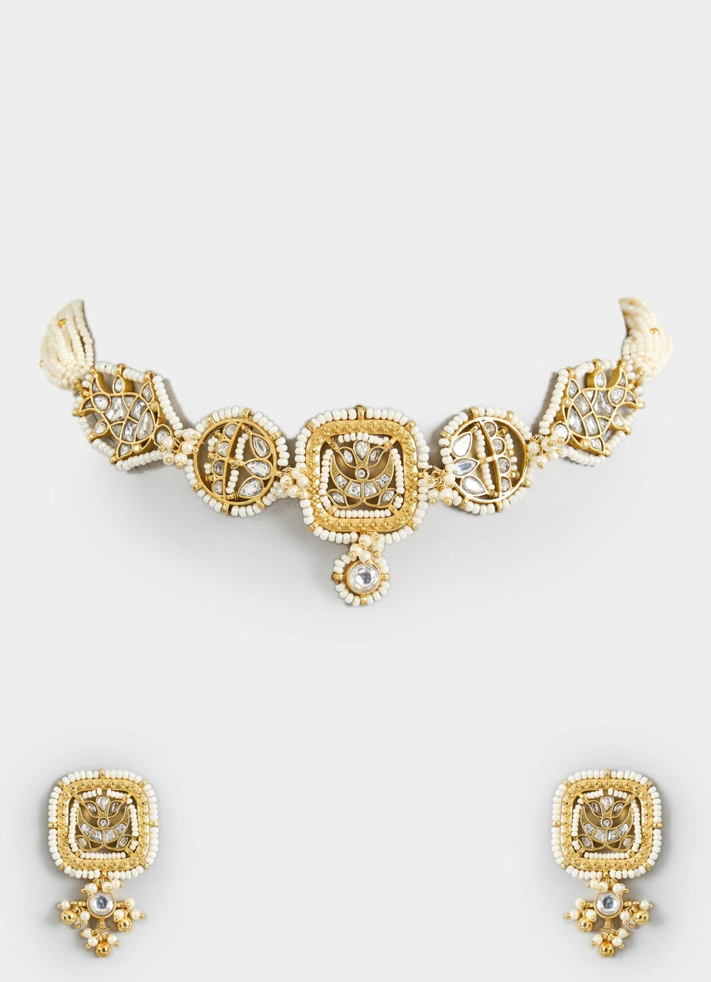 Gold Tone Choker Necklace Set Vivinia By Vidhi Mehra - Fabilicious Fashion