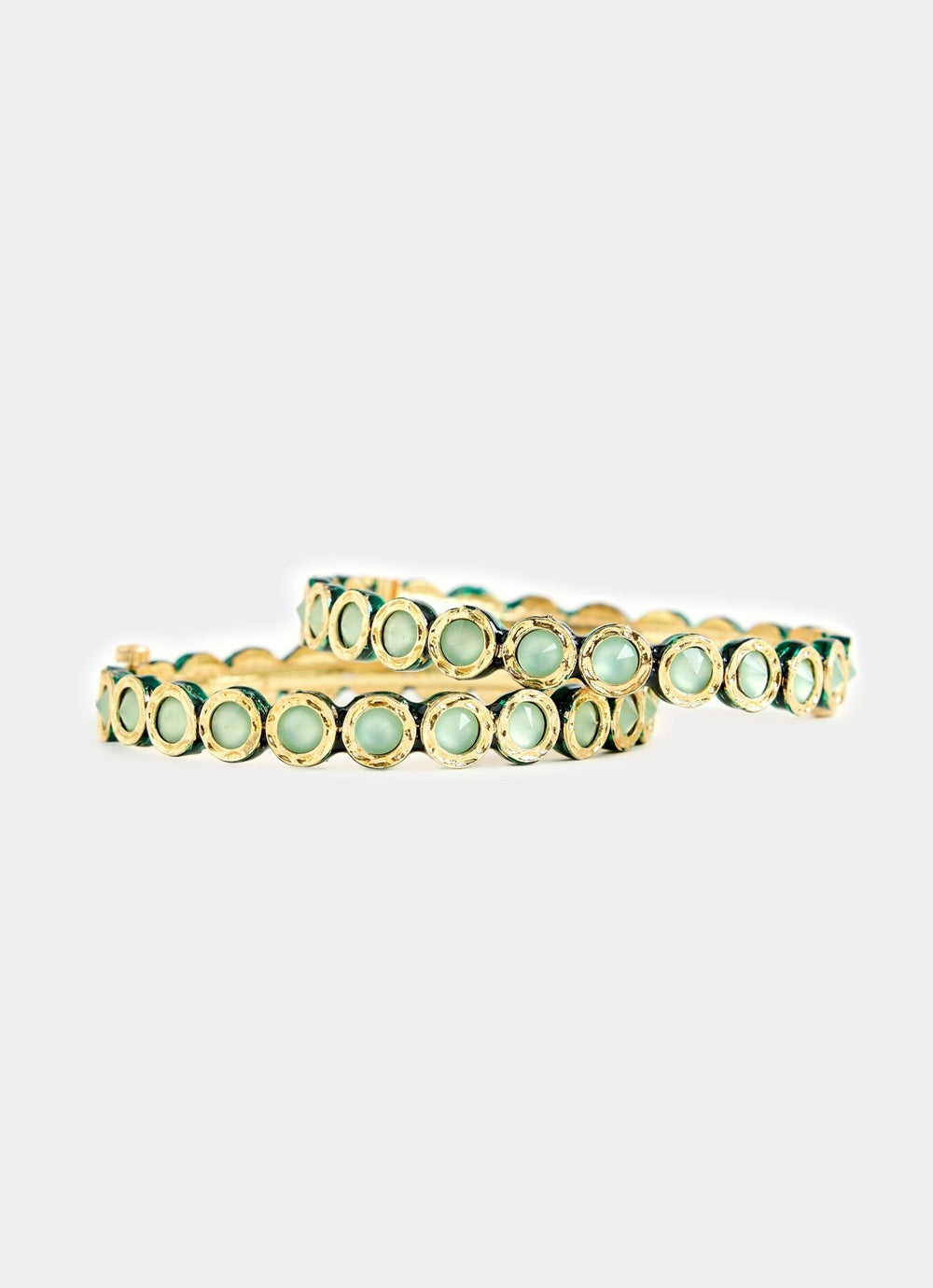 Gold Tone Green Stone Bangles Vivinia By Vidhi Mehra - Fabilicious Fashion