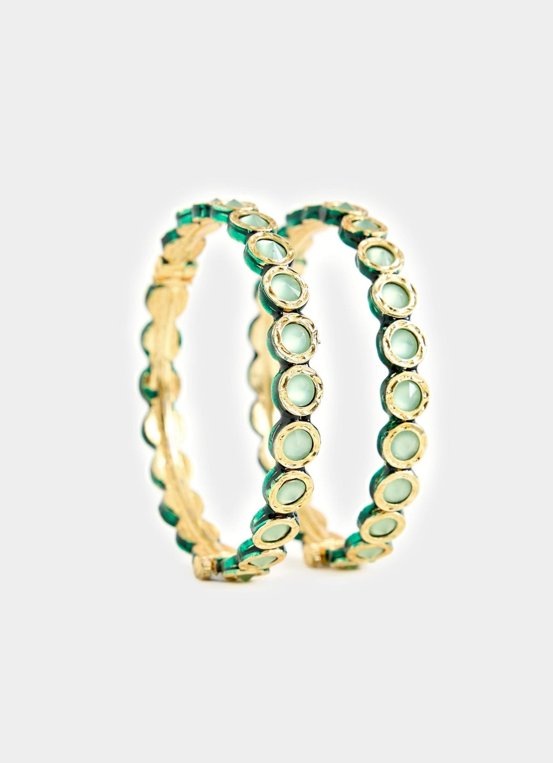 Gold Tone Green Stone Bangles Vivinia By Vidhi Mehra - Fabilicious Fashion