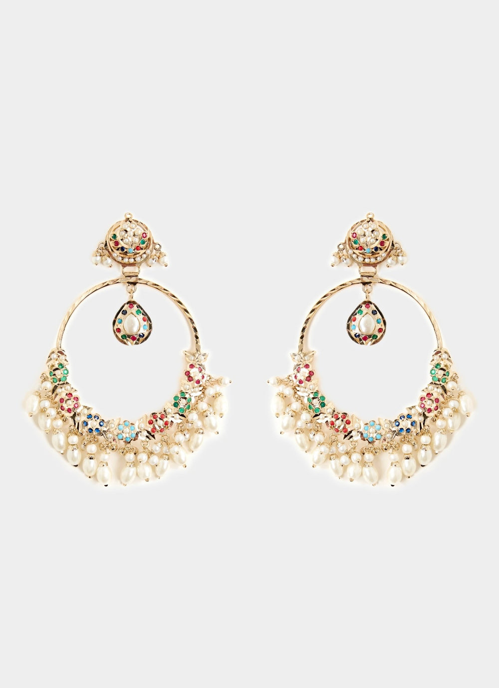 Gold Tone Multicolour Statement Chandbali Earrings Vivinia By Vidhi Mehra - Fabilicious Fashion