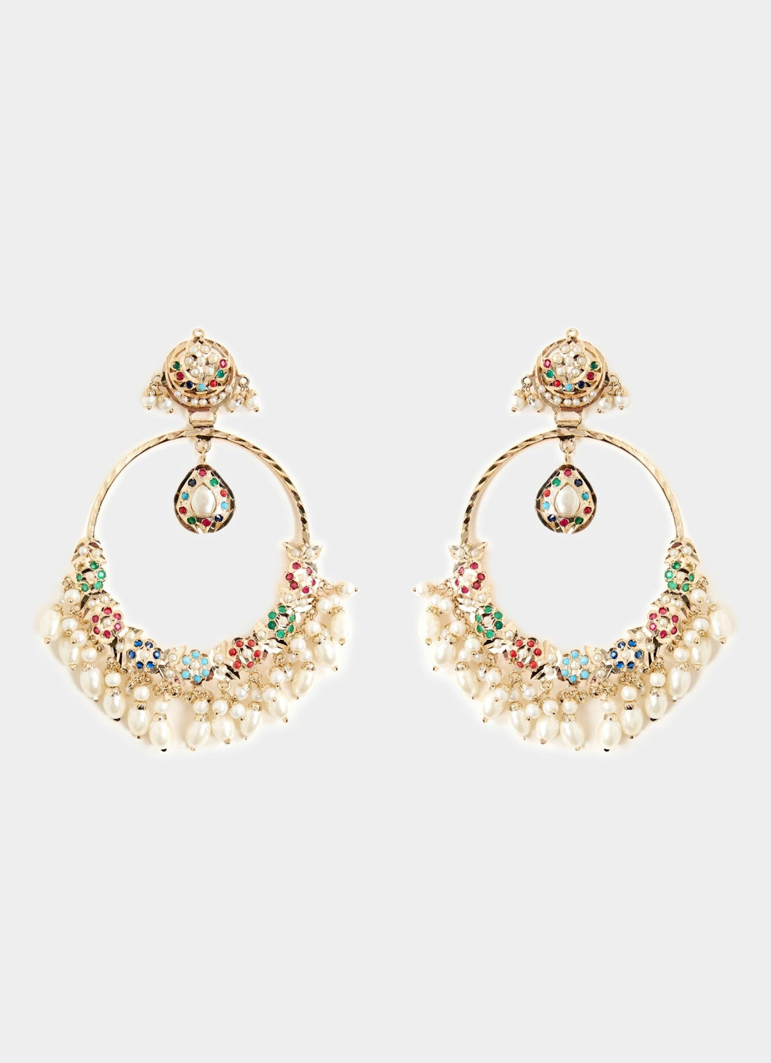 Gold Tone Multicolour Statement Chandbali Earrings Vivinia By Vidhi Mehra - Fabilicious Fashion