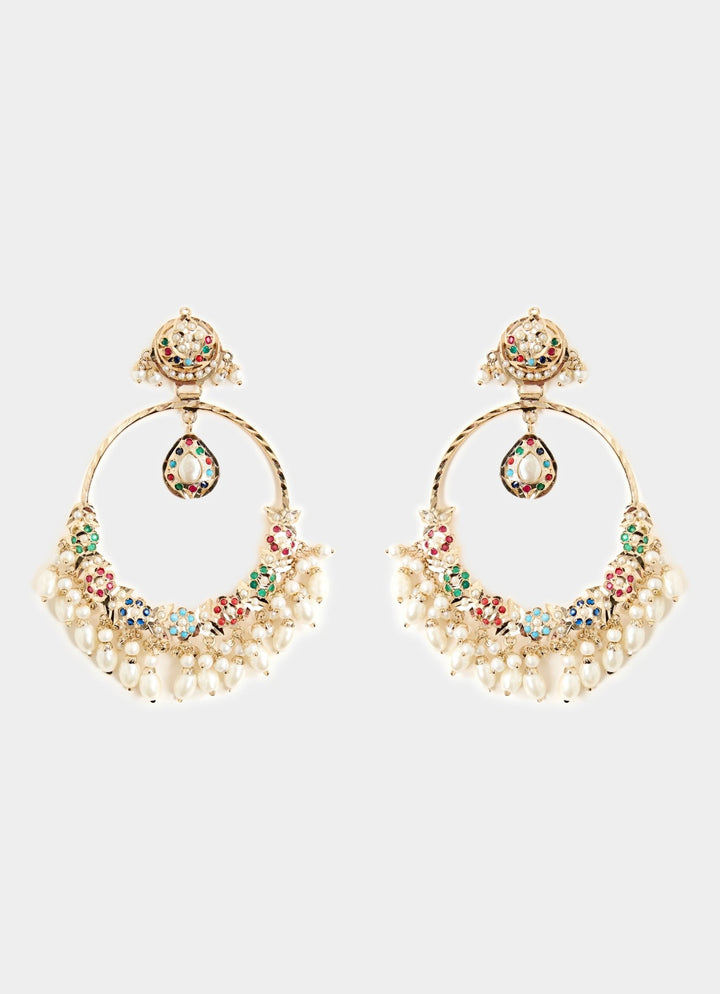 Gold Tone Multicolour Statement Chandbali Earrings Vivinia By Vidhi Mehra - Fabilicious Fashion
