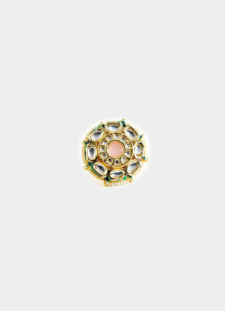 Gold Tone Oversized Statement Ring Vivinia By Vidhi Mehra - Fabilicious Fashion