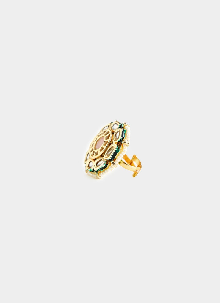 Gold Tone Oversized Statement Ring Vivinia By Vidhi Mehra - Fabilicious Fashion