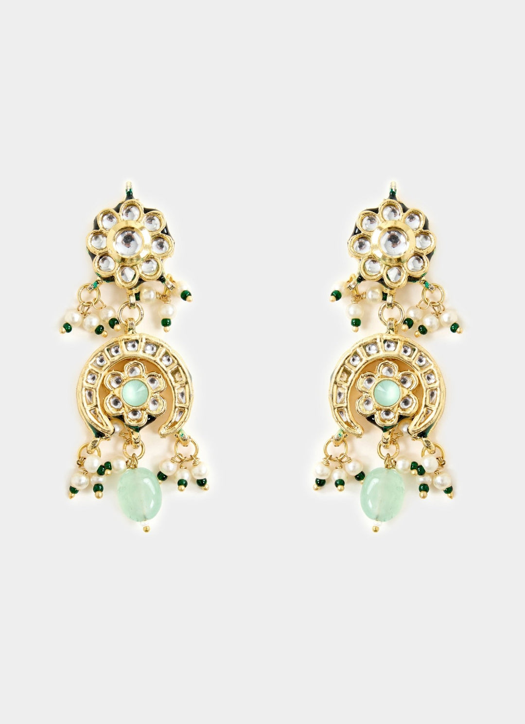 Gold Toned Green Layered Pearl Necklace Set Vivinia By Vidhi Mehra - Fabilicious Fashion