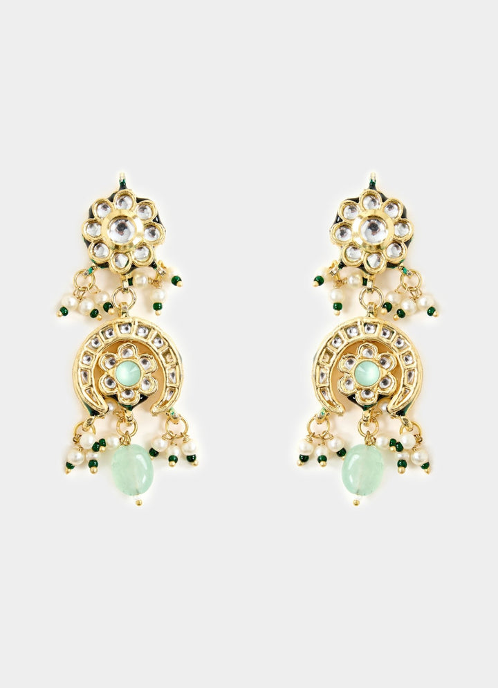 Gold Toned Green Layered Pearl Necklace Set Vivinia By Vidhi Mehra - Fabilicious Fashion