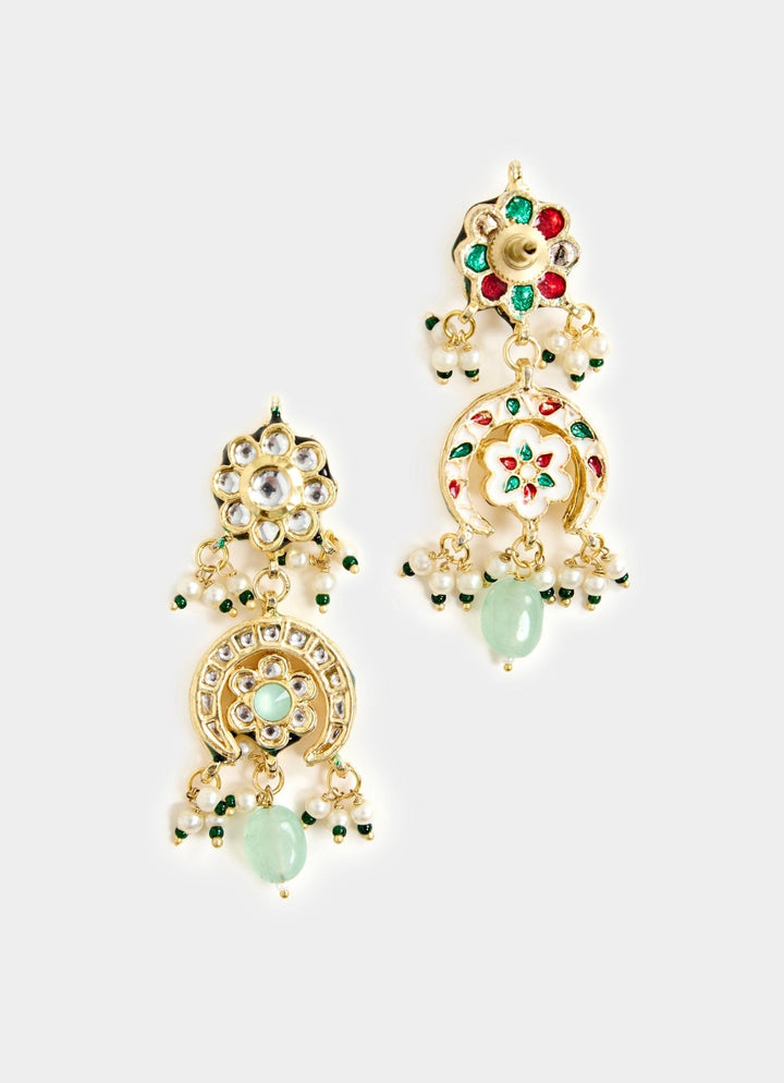 Gold Toned Green Layered Pearl Necklace Set Vivinia By Vidhi Mehra - Fabilicious Fashion