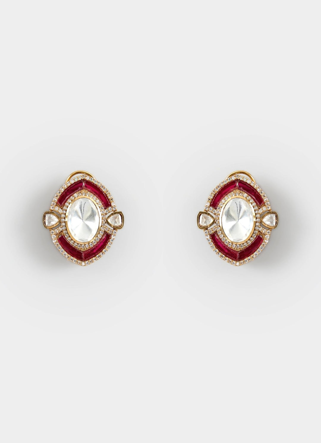 Gold Toned Polki Necklace Set With Matching Studs Vivinia By Vidhi Mehra - Fabilicious Fashion