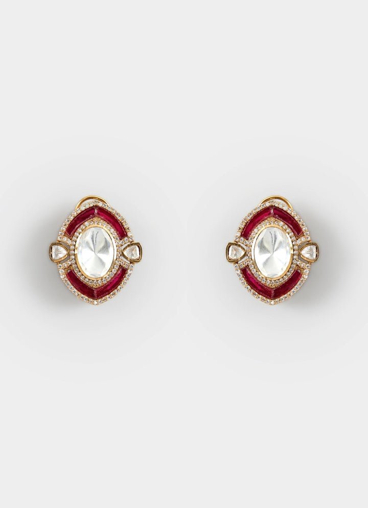 Gold Toned Polki Necklace Set With Matching Studs Vivinia By Vidhi Mehra - Fabilicious Fashion