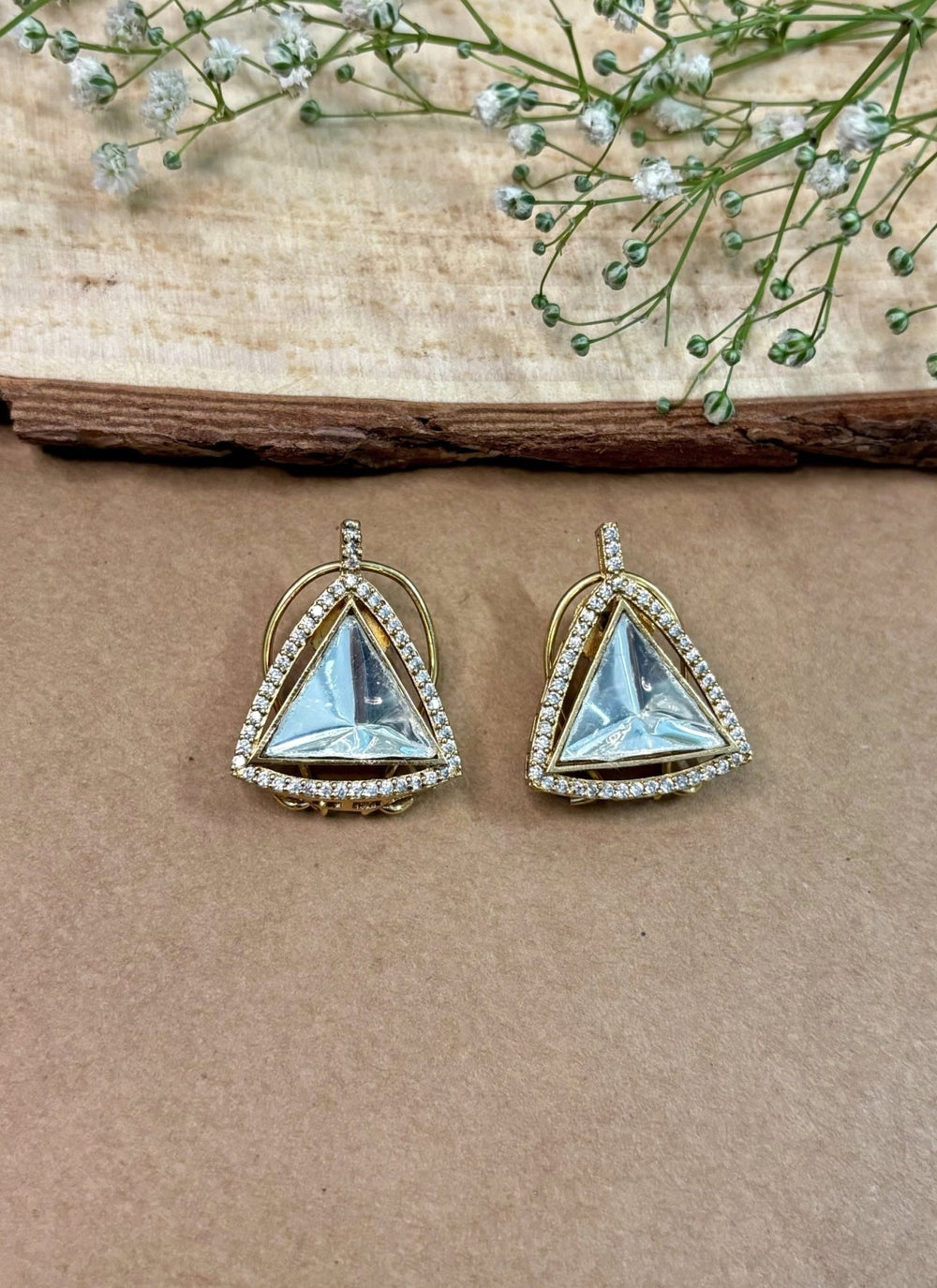 Naymee Gold Triangle Polki StudFabilicious Fashion