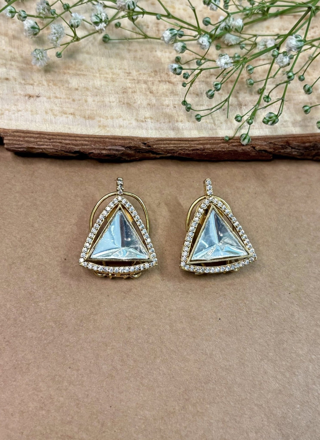 Naymee Gold Triangle Polki StudFabilicious Fashion