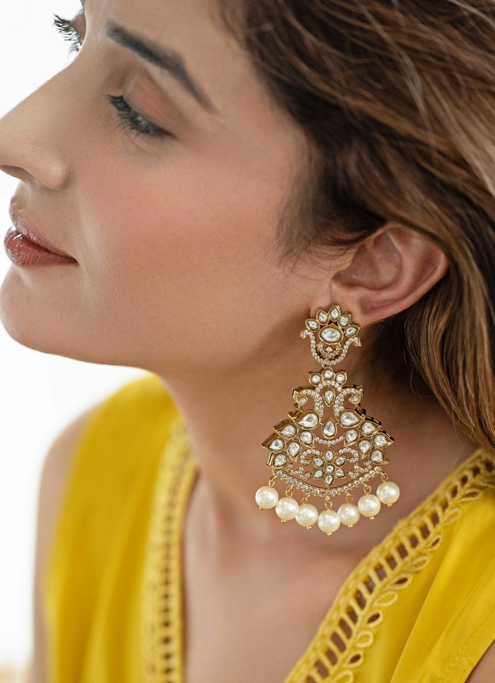 Do Taara Gold Victorian Floral Polki EarringsFabilicious Fashion