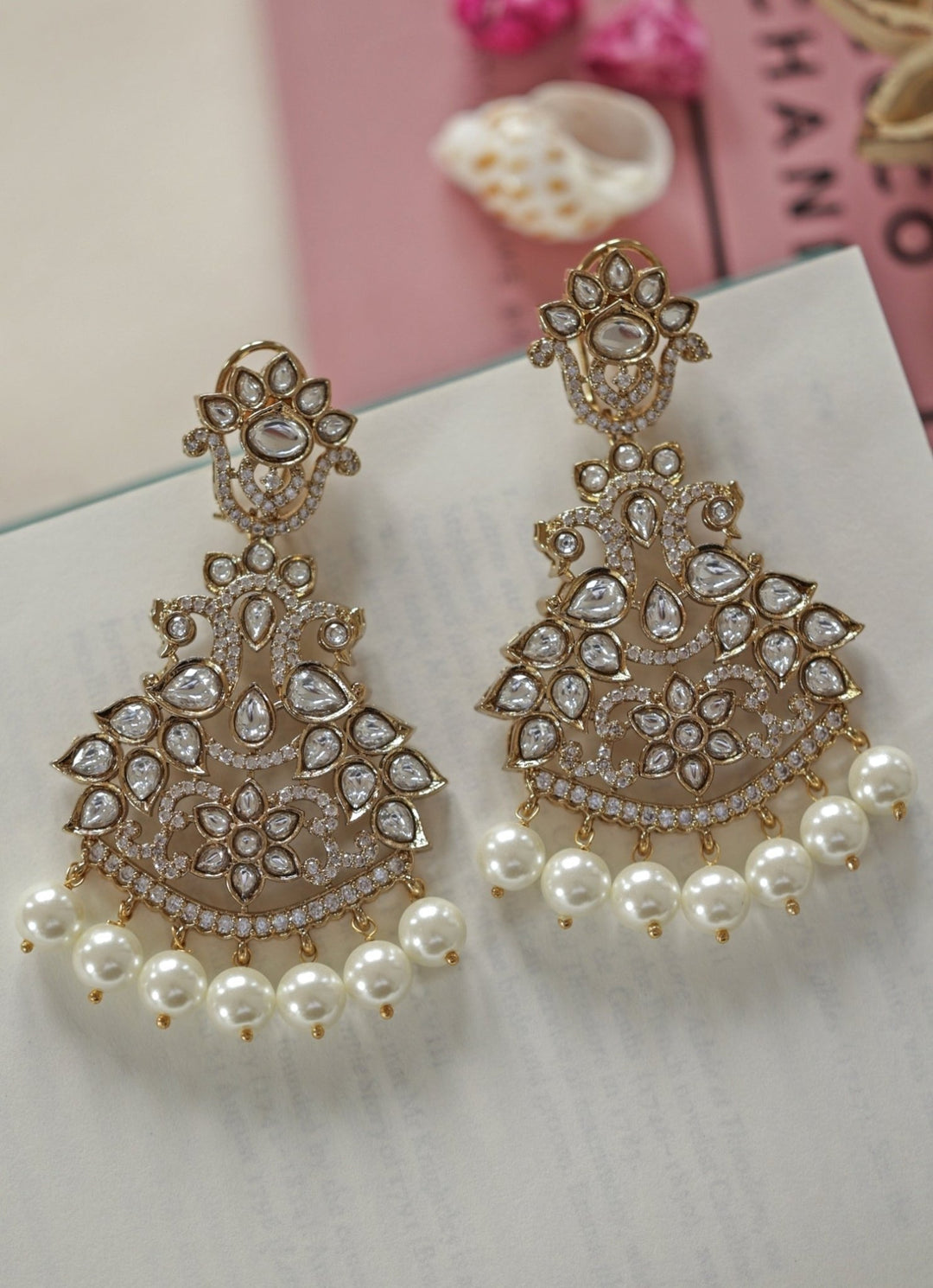 Do Taara Gold Victorian Floral Polki EarringsFabilicious Fashion
