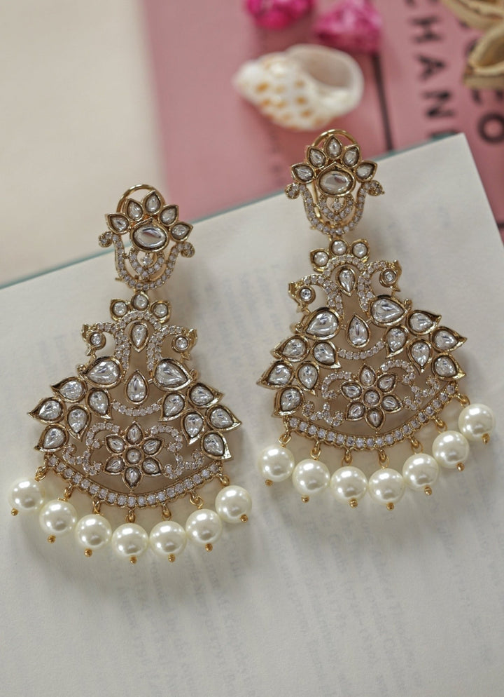 Do Taara Gold Victorian Floral Polki EarringsFabilicious Fashion