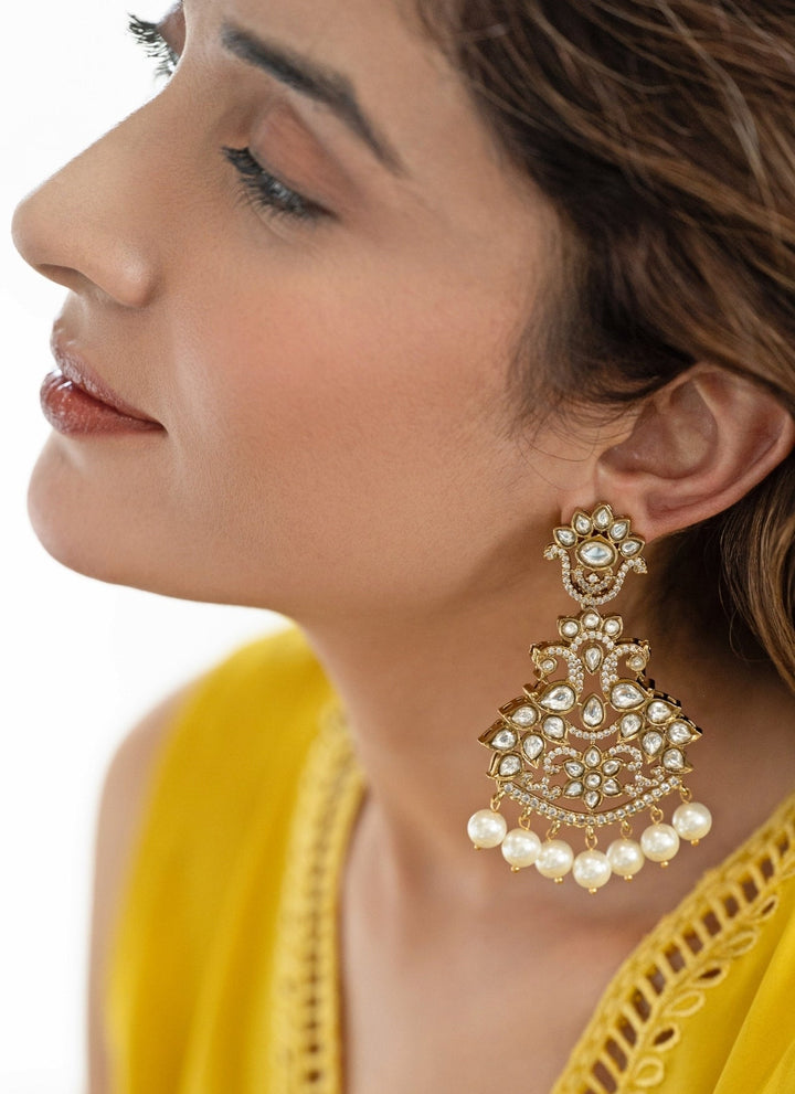 Do Taara Gold Victorian Floral Polki EarringsFabilicious Fashion