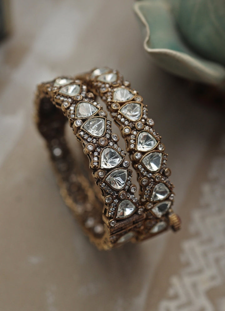 Do Taara Gold Victorian Polki Bangle SetFabilicious Fashion