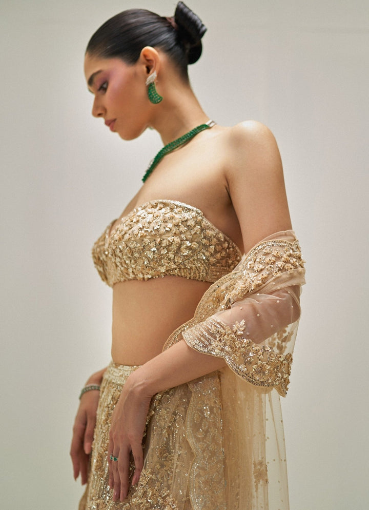 Golden Embroidered Mermaid Lehenga Set Angad Singh - Fabilicious Fashion