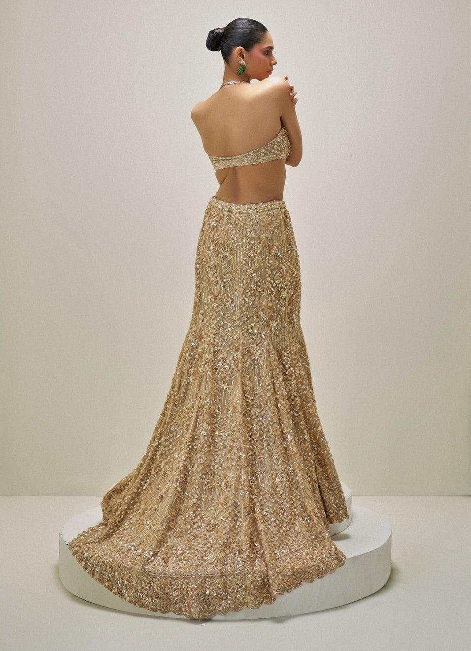Golden Embroidered Mermaid Lehenga Set Angad Singh - Fabilicious Fashion