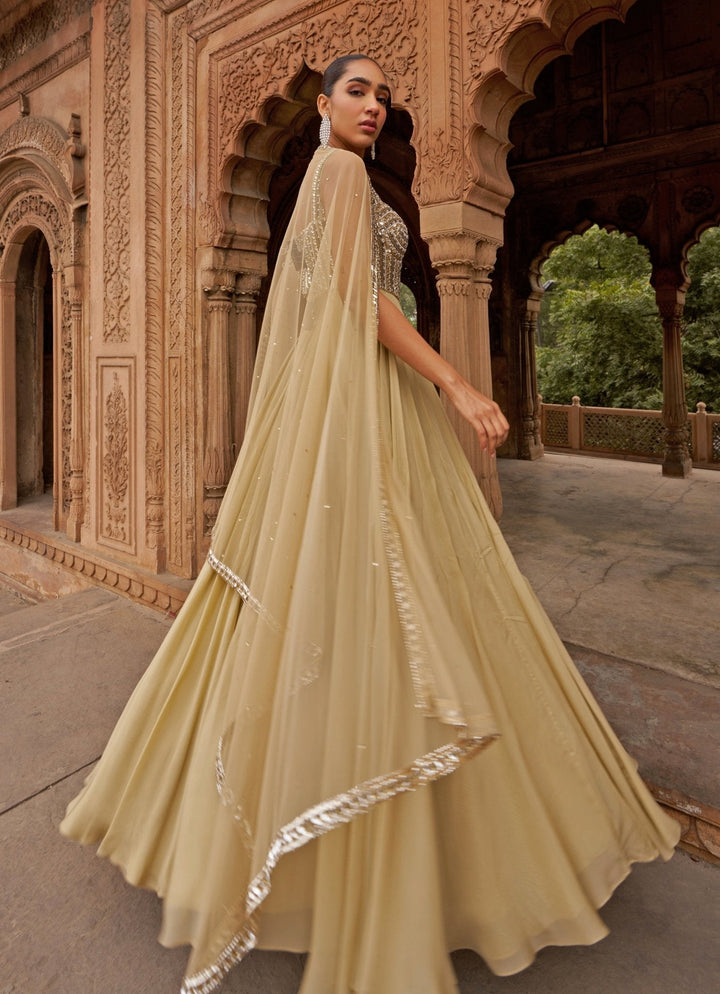 Golden Sequin Embroidered Corset Anarkali Gown Nidhika Shekhar - Fabilicious Fashion