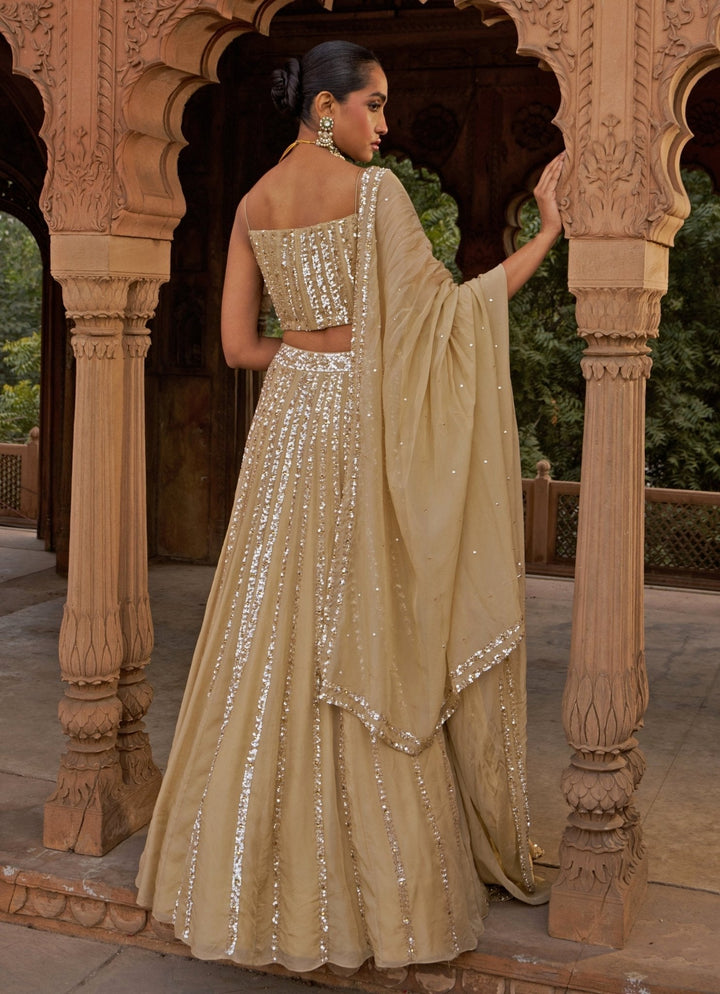 Golden Sequins Embroidered Lehenga Set With Corset Blouse Nidhika Shekhar - Fabilicious Fashion