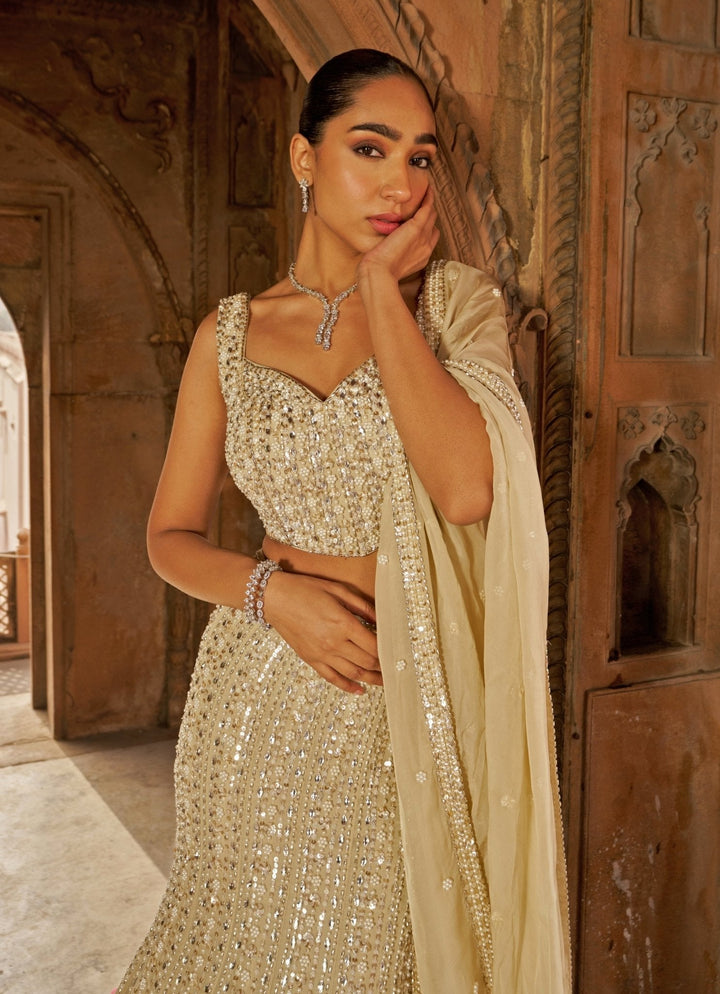 Golden Sequins Embroidered Mermaid Lehenga Set Nidhika Shekhar - Fabilicious Fashion