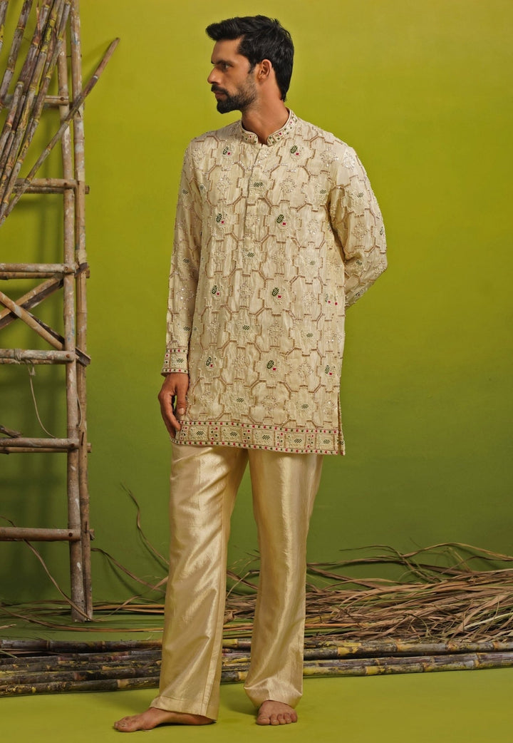 Kalpraag Golden Silk Short Kurta SetFabilicious Fashion