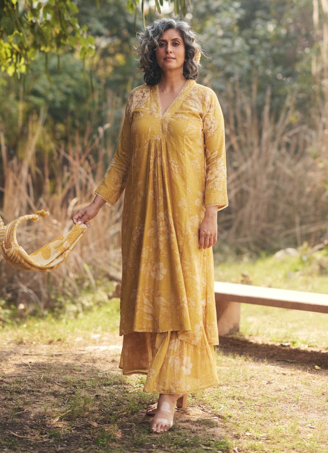 Golden Yellow Chanderi Kurta Lehenga Set Paulmi and Harsh - Fabilicious Fashion