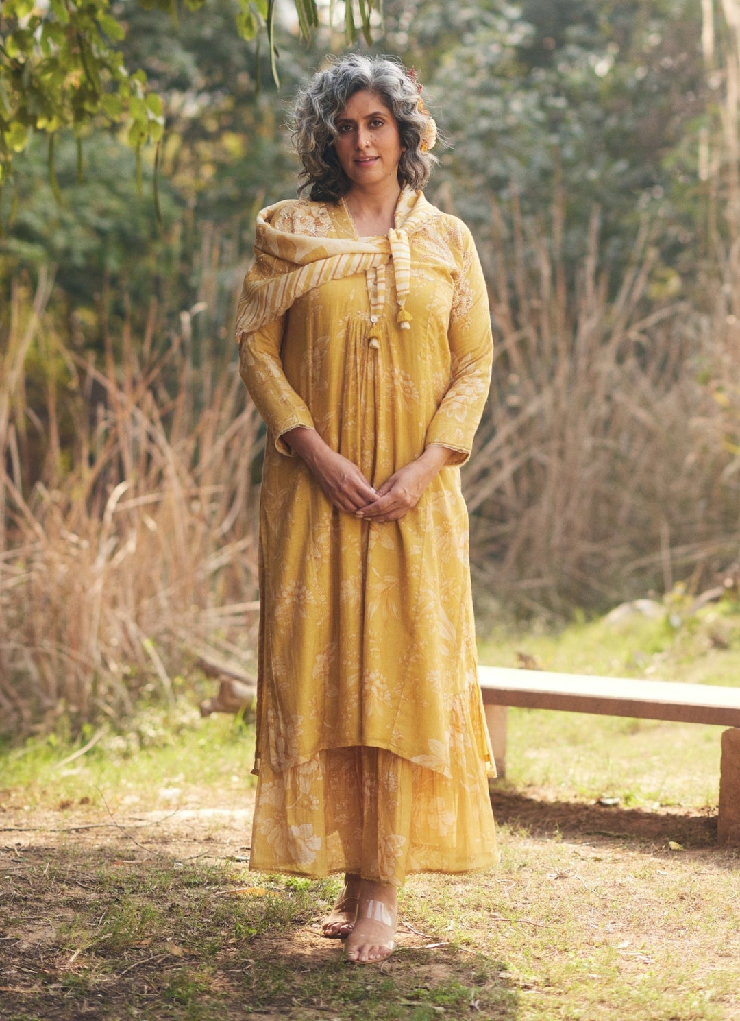 Golden Yellow Chanderi Kurta Lehenga Set Paulmi and Harsh - Fabilicious Fashion