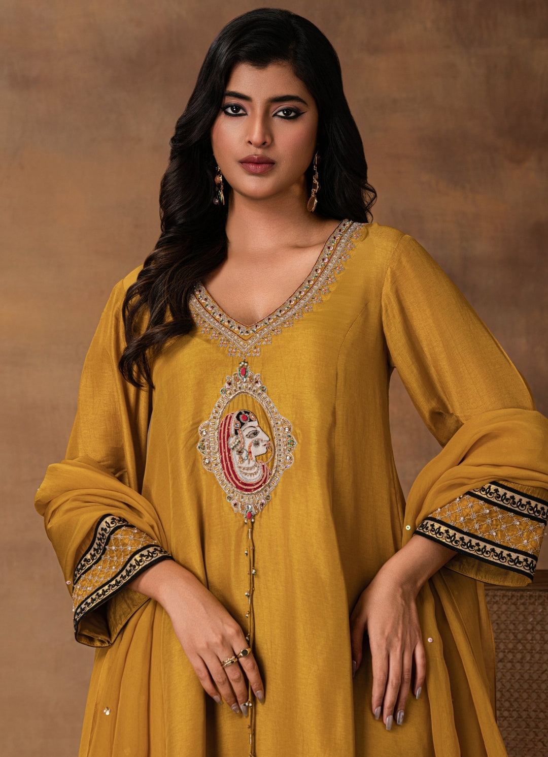 Golden Yellow Embroidered Silk Kurta Pant Set Isha Gupta Tayal - Fabilicious Fashion
