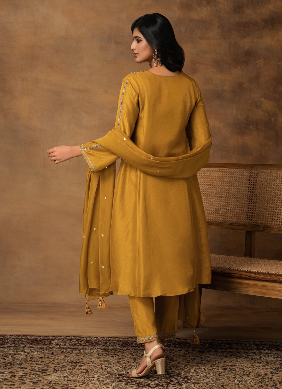Golden Yellow Embroidered Silk Kurta Pant Set Isha Gupta Tayal - Fabilicious Fashion