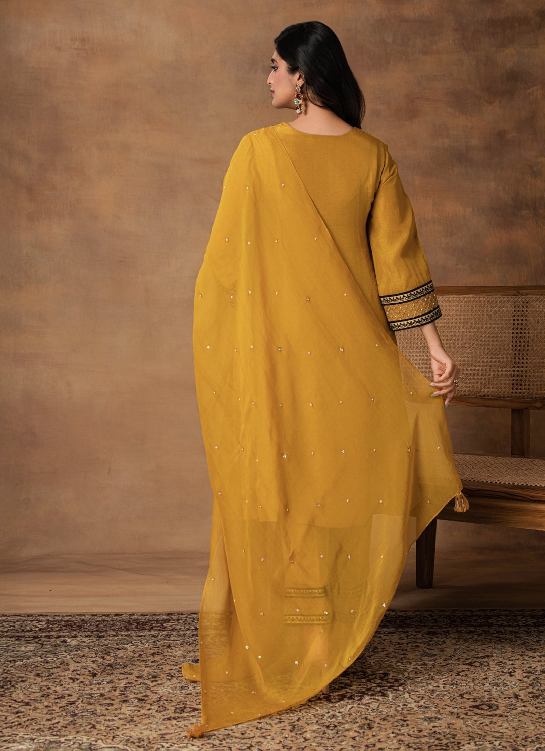 Golden Yellow Embroidered Silk Kurta Pant Set Isha Gupta Tayal - Fabilicious Fashion