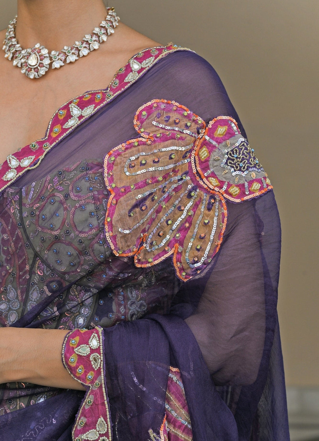 Juhi Bengani Green And Blue Organza Saree With CorsetFabilicious Fashion