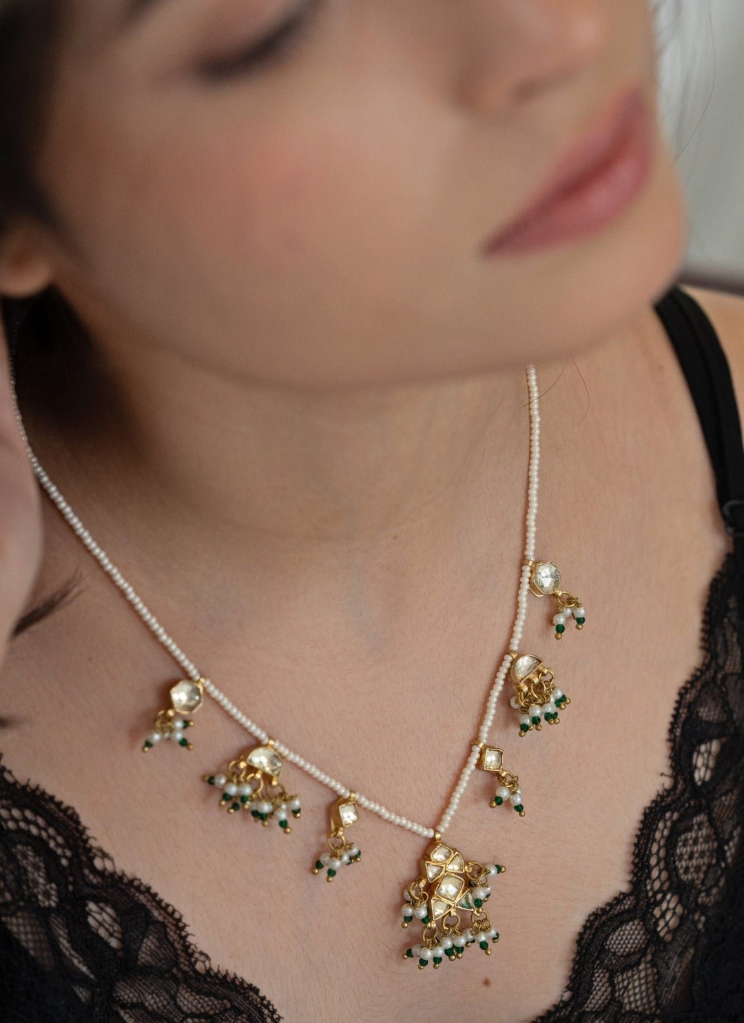 Do Taara Green And Gold Kundan NecklaceFabilicious Fashion