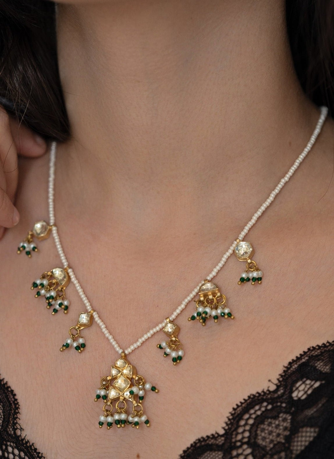 Do Taara Green And Gold Kundan NecklaceFabilicious Fashion