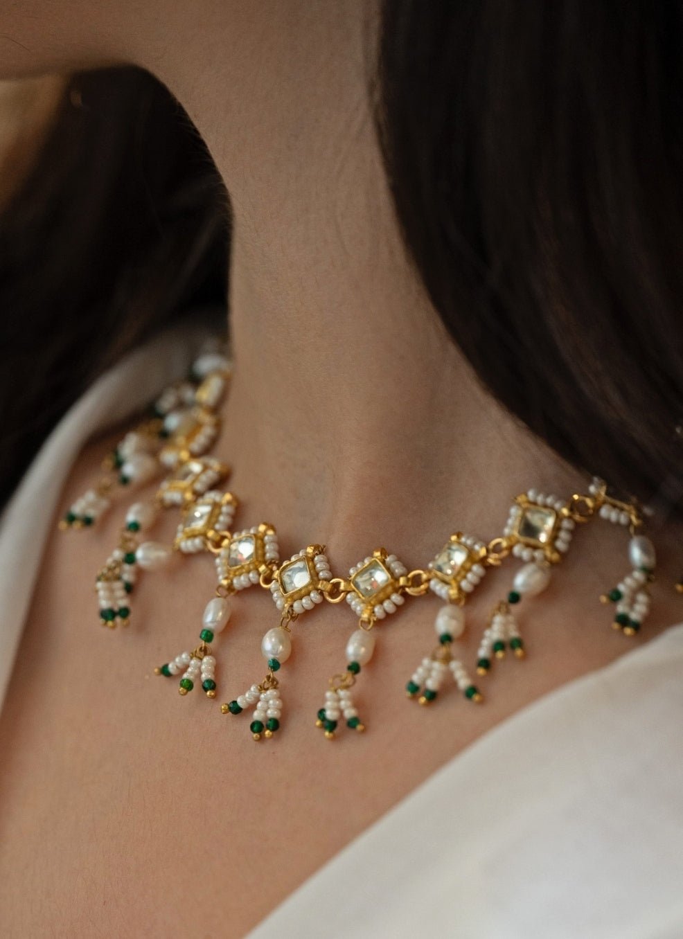 Do Taara Green And Gold NecklaceFabilicious Fashion
