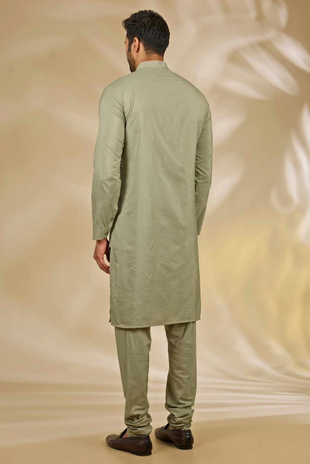Manish Nagdeo Men Green and Grey Printed Cotton Silk Bundi SetFabilicious Fashion