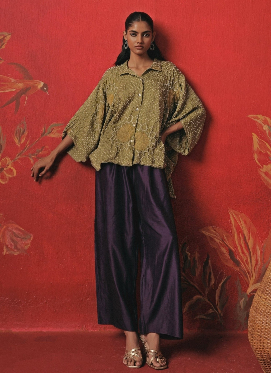Twenty Nine Green And Purple Bandhani Shirt And Palazzo SetFabilicious Fashion
