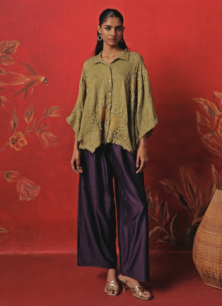 Twenty Nine Green And Purple Bandhani Shirt And Palazzo SetFabilicious Fashion