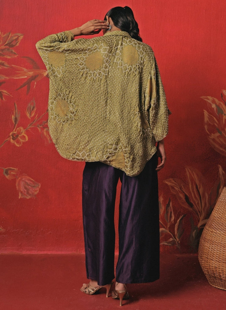 Twenty Nine Green And Purple Bandhani Shirt And Palazzo SetFabilicious Fashion