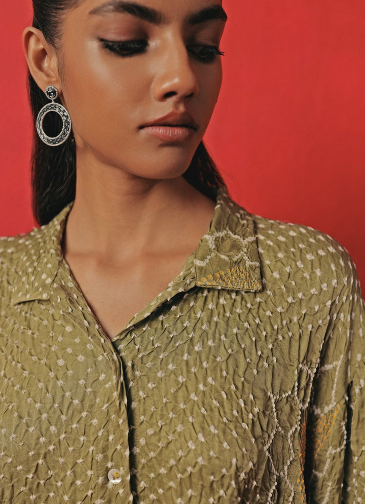 Twenty Nine Green And Purple Bandhani Shirt And Palazzo SetFabilicious Fashion