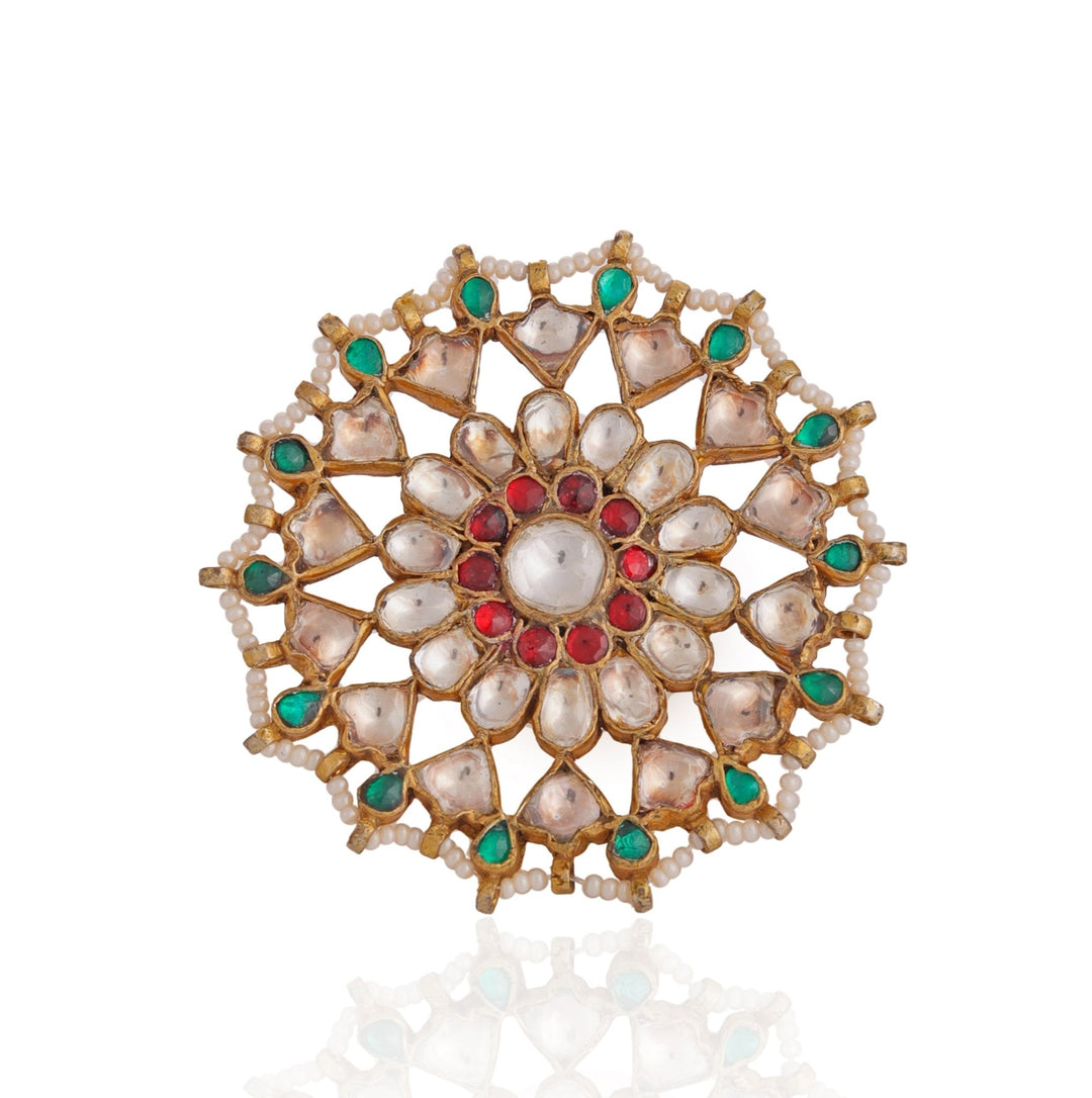 Green And Red Stone Jadtar Ring Riana by Shikha Jindal - Fabilicious Fashion