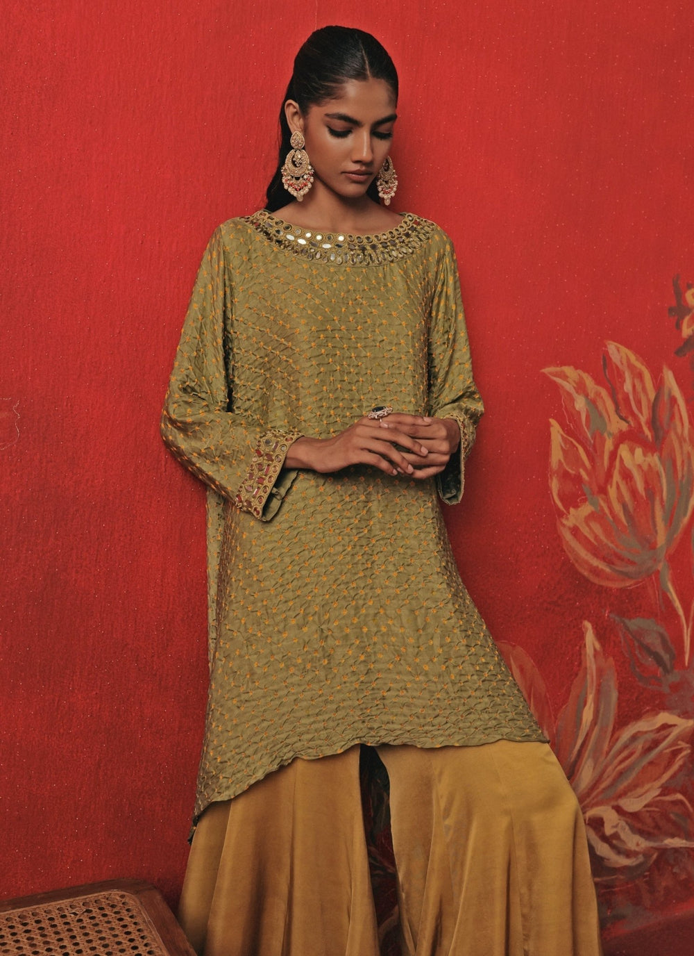 Twenty Nine Green And Yellow Bandhani Kurta Pants SetFabilicious Fashion